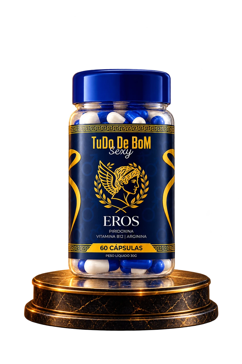 Frasco e Pedestal EROS — Suplemento Masculino